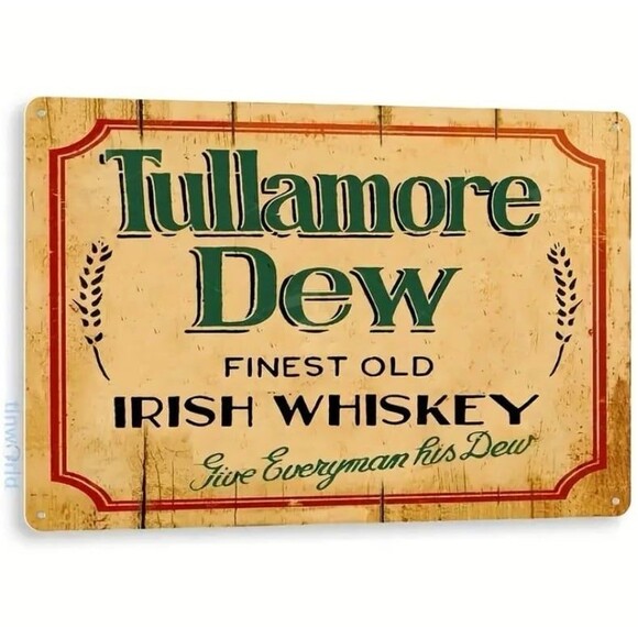Tullamore Distillery 1829 Irish Whiskey Vintage Metal Tin Sign - Picture 1 of 5